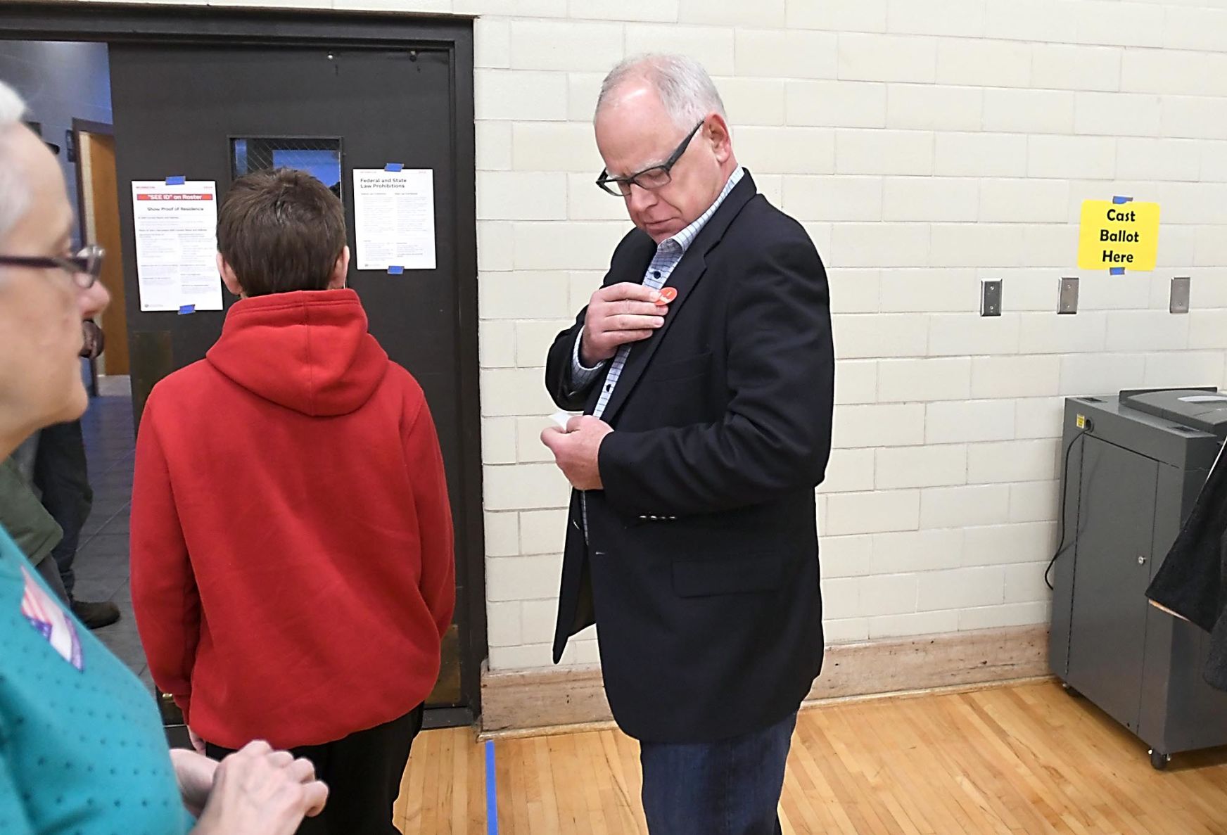 Walz with voting sticker